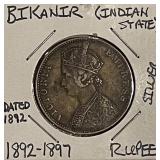 Silver Bikanir (India) 1892 Rupee