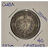 Silver Cuba 1920 40 Centavos