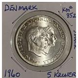 Silver 1960 Denmark 5 Kroner