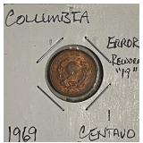 ERROR Repunched '19' Columbia Centavo