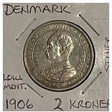 Silver 1906 Denmark 2K Low Mintage