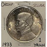 Silver China 1933 Yuan