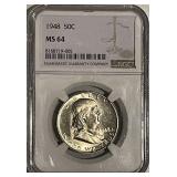 Cert. MS64 Silver 1948 50c