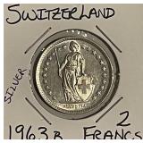 Silver Switz. 1963 2 Francs