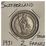 Silver Switz. 1931 2 Francs