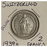 Silver Switz. 1939 2 Francs