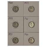 (6) Silver Canada 10c Coins