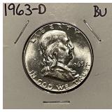 1963D BU Silver Franklin 50c