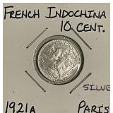 Silver Vietnam 1921A 10 Centimes