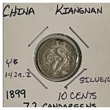 Silver Kiangnan China 1899 10 Cents