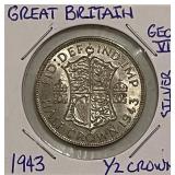 Silver 1943 Gr.Brit. 1/2 Crown