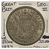 Silver 1937 Gr.Brit. Crown 1 Yr. Type