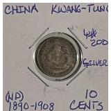 Silver Kwang-tung China 10 Cents