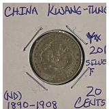 Silver Kwang-tung China 20 Cents