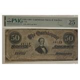 Cert. VF25 $50 1864 Confederate Banknote