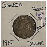 Silver 1915 Serbia Dinar
