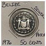 Silver PROOF 1976 Belize 50c