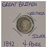 Silver 1842 Gr.Brit. 4 Pence
