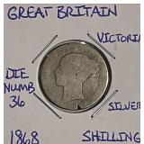 Silver 1868 Gr.Brit. Shilling