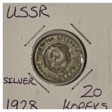 Silver (highly collectable)1928 USSR 20k
