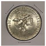 Silver 1968 Mex. 25 Pesos 68' Olympics