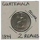 Silver  1884 Guatemala 2 Reales