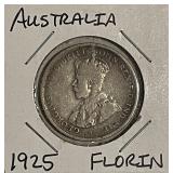 Silver 1925 Australia Florin