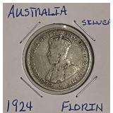 Silver 1924 Australia Florin