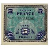 1944 France Military Currency 5 Fr.