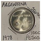 Silver 1978 Argentina 1000 Pesos