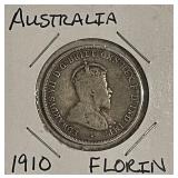 Silver 1910 Australia Florin