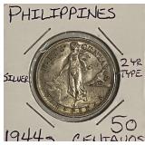Silver 1944S Phil. 50 Centavos