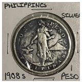Silver 1908S Phil. Peso