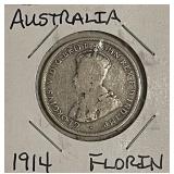 Silver 1914 Australia Florin