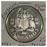 Silver PROOF 1981 Barbados  25 Dollars