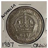 Silver 1937 Australia Crown Melbourne Mint