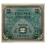 1944 France Military Currency 2 Fr.