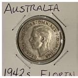Silver 1942S Australia Florin