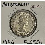 Silver 1956 Australia Florin