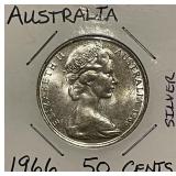 Silver 1966 Australia 50 Cents