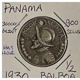 Silver 1930 1/2 Balboa Low Mintage