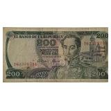 1978 Columbia 200 Pesos Banknote