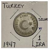 Silver 1947 Turkey Lira
