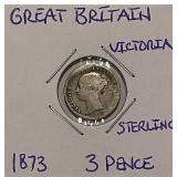 1873 Silver 3 Pence Gr. Brit.