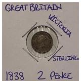 1838 Silver 2 Pence Gr. Brit.