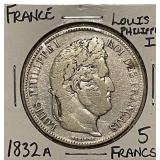 Silver 1832A France 5 Francs