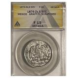 Cert. F15 1876 Zs.S Zacatecas Mex. 50c