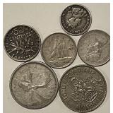 (6) Silver Foreign Coins