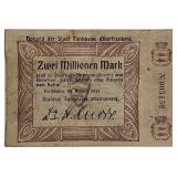 1923 Germany 2 Million Mark Banknote