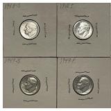 4 Silver Roosevelt Dimes